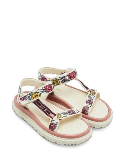 Pre-owned Dior D-wave Florilegio Sandals In Neutrals