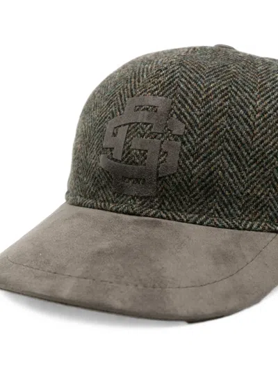 Gran Sasso Herringbone-pattern Logo-patch Cap In Orange