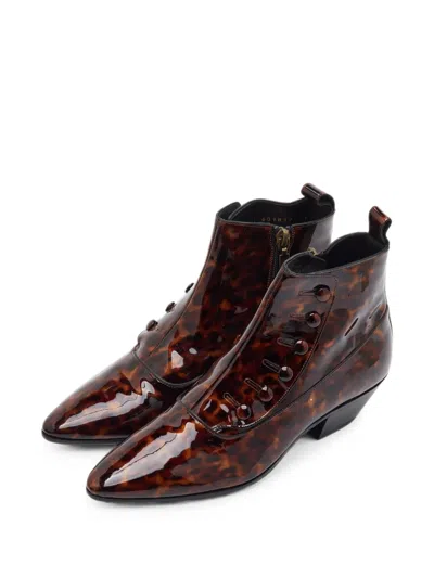 Pre-owned Saint Laurent Dylan Ankle Boots In Brown