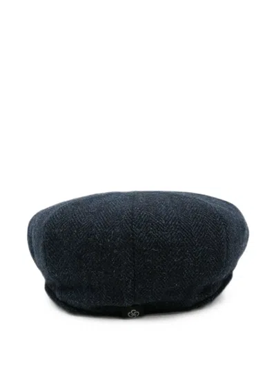 Gran Sasso Herringbone-pattern Wool Flat Beret In Blue