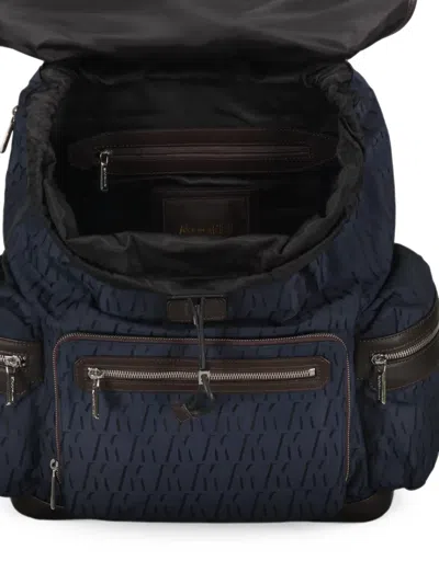 Moorer Logo-pattern Drawstring Backpack In Blue