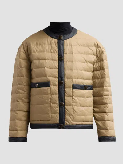 Veronica Beard Pearson Dickey Down Jacket In Desert Taupe Black