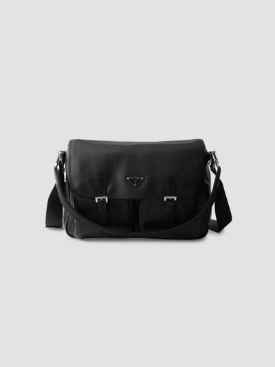 Prada Leather Shoulder Bag In Black