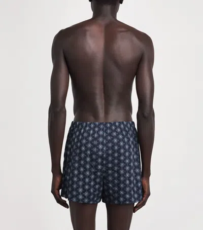 Hanro Patterned Cotton Boxers In Blue