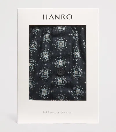 Hanro Patterned Cotton Boxers In Blue