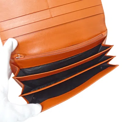 Pre-owned Prada Orange Leather Long Wallet (bi-fold) ()