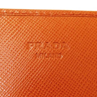 Pre-owned Prada Orange Leather Long Wallet (bi-fold) ()