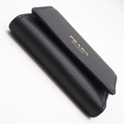 Pre-owned Prada Black Leather Wallet (tri-fold) ()