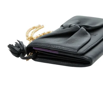 Pre-owned Loewe Black Leather Chain/shoulder Wallet ()