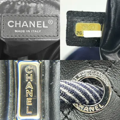 Pre-owned Chanel Navy Wool Leather Shoulder Bag ()