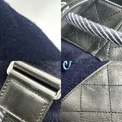 Pre-owned Chanel Navy Wool Leather Shoulder Bag ()
