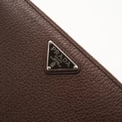 Pre-owned Prada Brown Leather Long Wallet (bi-fold) ()