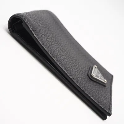 Pre-owned Prada Black Leather Wallet (bi-fold) ()