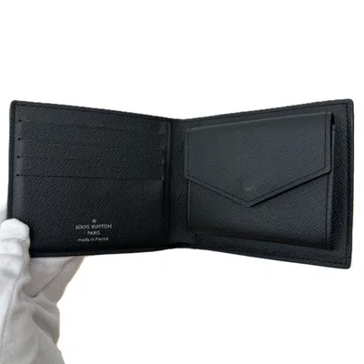 Pre-owned Louis Vuitton Monogram Eclipse Black Leather Wallet (bi-fold) ()
