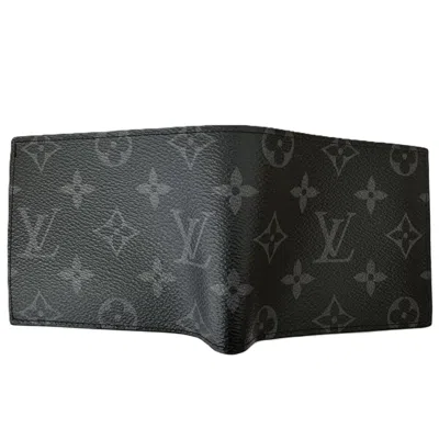 Pre-owned Louis Vuitton Monogram Eclipse Black Leather Wallet (bi-fold) ()