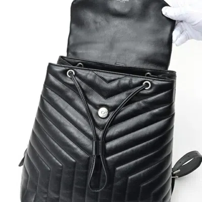 Pre-owned Saint Laurent Black Leather Backpack ()