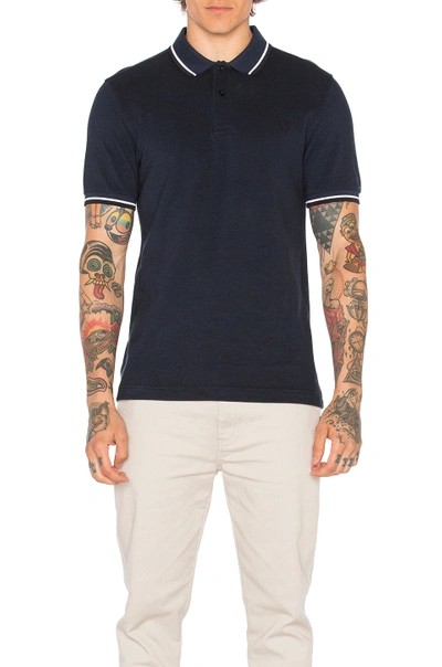 Shop Fred Perry Twin Tipped Shirt In Service Blue Black & White & Black