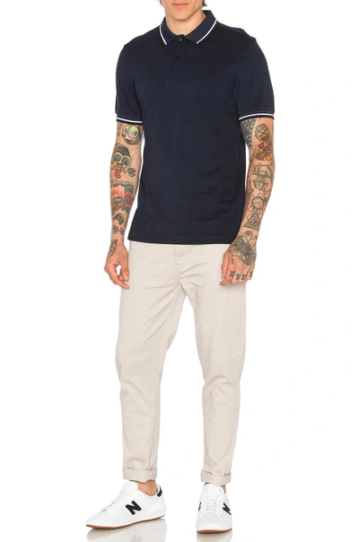 Shop Fred Perry Twin Tipped Shirt In Service Blue Black & White & Black