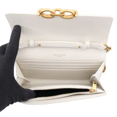 Pre-owned Saint Laurent White Chain/shoulder Wallet ()