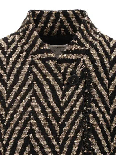 Forte Forte Chevron Patterned Sequin-embellished Coat In Black