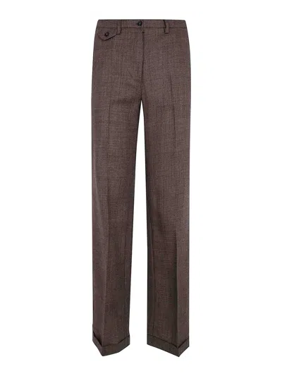 Seventy Houndstooth-pattern Wool Trousers In Brown