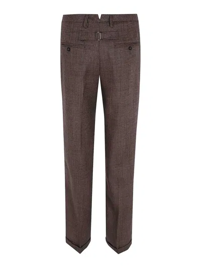 Seventy Houndstooth-pattern Wool Trousers In Brown
