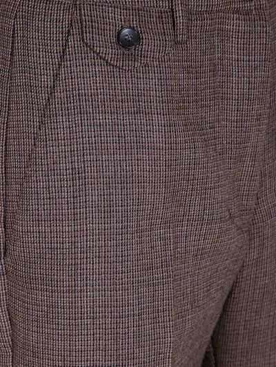 Seventy Houndstooth-pattern Wool Trousers In Brown