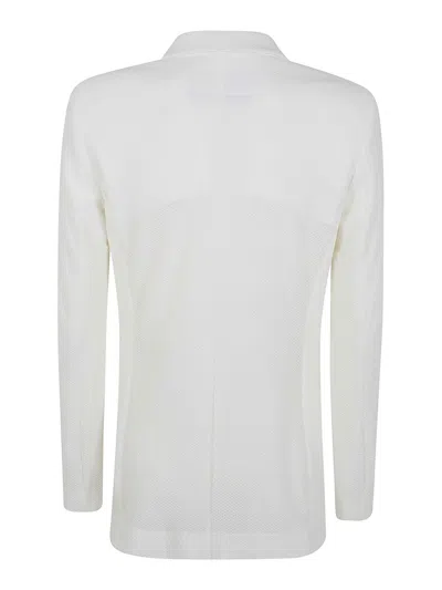 Seventy Cream Technical Mesh Double-breasted Polyamide Blazer In White