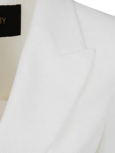 Seventy Cream Technical Mesh Double-breasted Polyamide Blazer In White