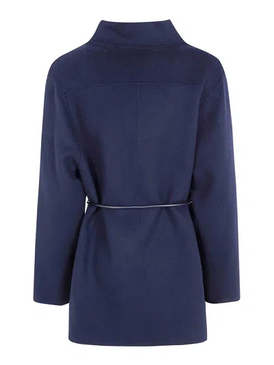 Seventy Double Wool Blend Short Coat In Blue