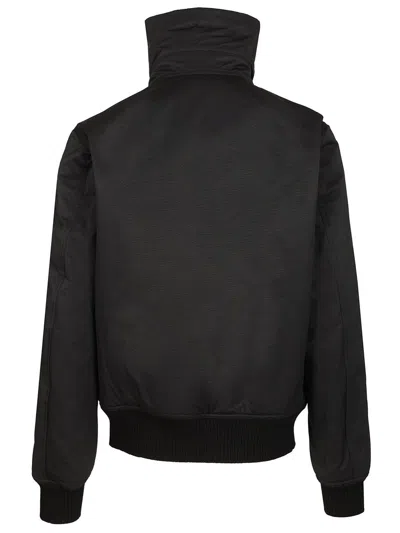 Rick Owens Black Rain Bomber Jacket With High Neck And Functional Pockets In Black