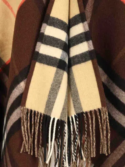 Burberry Checked Cape In Beige