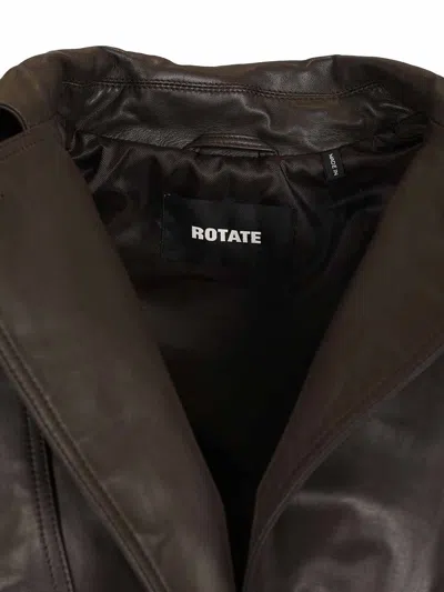 Rotate Birger Christensen Giacca Biker In Pelle Di Agnello Marrone Scuro Con Cintura Rotate In Brown