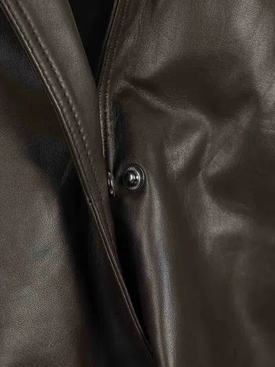 Rotate Birger Christensen Giacca Biker In Pelle Di Agnello Marrone Scuro Con Cintura Rotate In Brown