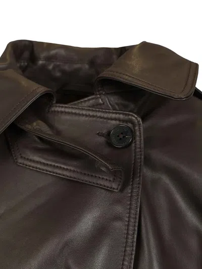 Rotate Birger Christensen Giacca Biker In Pelle Di Agnello Marrone Scuro Con Cintura Rotate In Brown