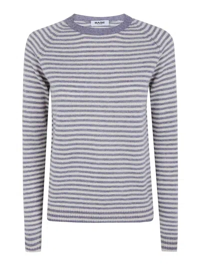 Base Striped Round Neck Sweater In Nude & Neutrals
