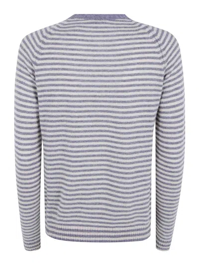 Base Striped Round Neck Sweater In Nude & Neutrals