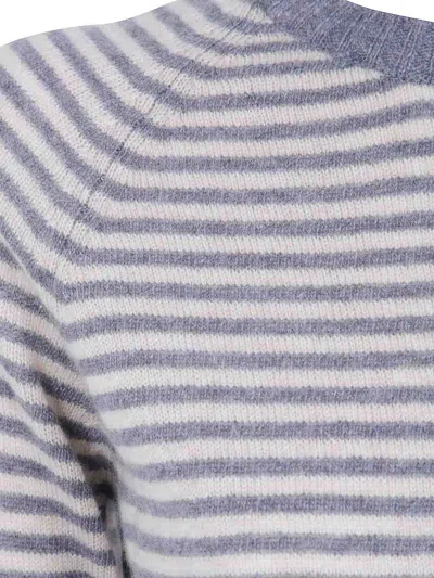 Base Striped Round Neck Sweater In Nude & Neutrals
