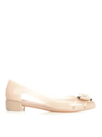 Ferragamo New Vara Jelly Ballet Flat In Neutral