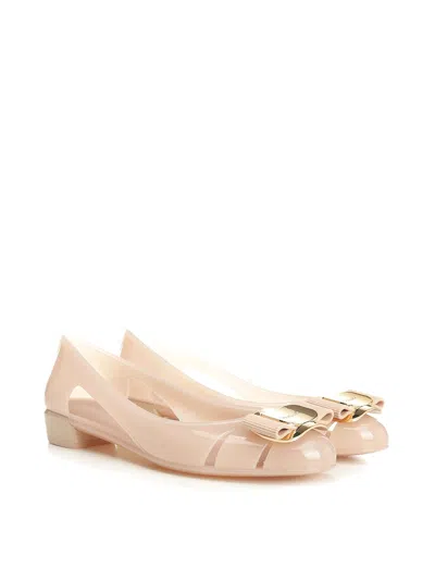 Ferragamo New Vara Jelly Ballet Flat In Neutral