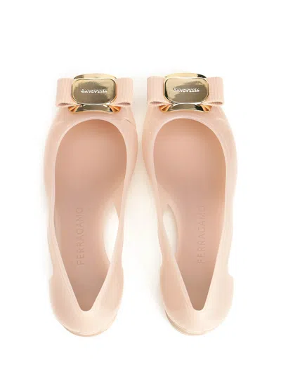 Ferragamo New Vara Jelly Ballet Flat In Neutral