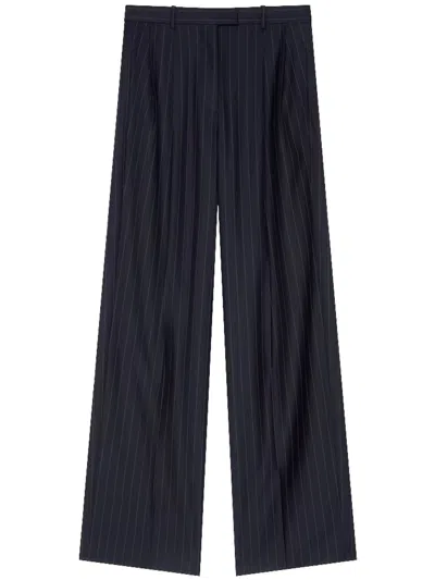 Givenchy Double Pleat Striped Pants In Wool In Blu