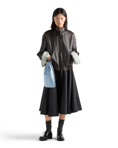 Prada Nappa Leather Jacket In Brown