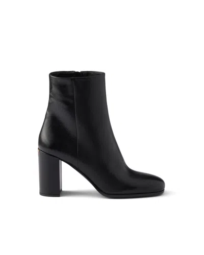 Prada Leather Booties In Black