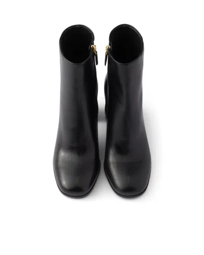Prada Leather Booties In Black