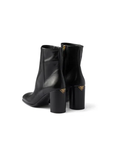 Prada Leather Booties In Black