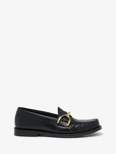 Alexander Mcqueen Wishbone Leather Loafers In Black