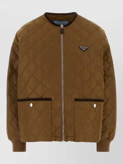 Prada Parka Coat In Brown