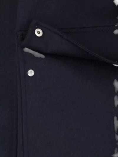 Lardini Blue Minimalist Structured Collar Concealed Placket Jacket In Blue