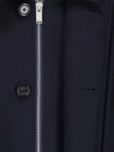 Lardini Blue Minimalist Structured Collar Concealed Placket Jacket In Blue